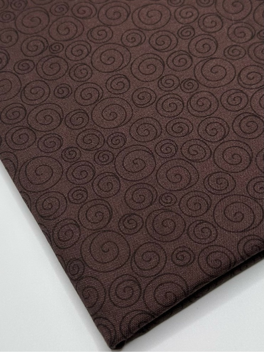 Brown Spiral-Print Cotton Fabric
